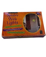 Halloween Orange Spider Web Lights W/ Glow In The Dark Spider. Indoor / Outdoor.
