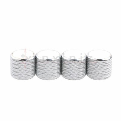 4Pcs Guitar Bass Metal knob Volume Tone Control Knobs White Shell dome Chrome #v