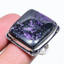 Russian Charoite Gemstone 925 Sterling Silver Gift Jewelry Ring Size 10 f675