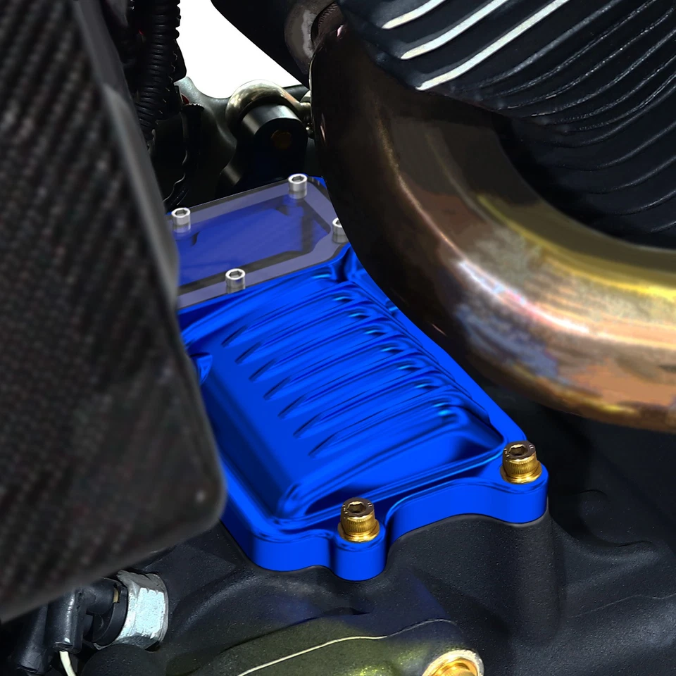 Cubiertas superiores de motor de transmisión azules para Harley 08-17 Dyna Softail Breakout FXDB Foto 3 de 4