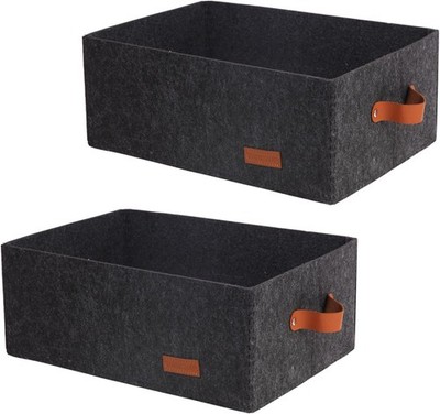 Filz Aufbewahrungsbox,2er Set Stabiler Filzkorb,Faltbar, mit Zwei Weichen