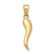 14k Yellow Gold Italian Horn Pendant, 4.5 x 22mm
