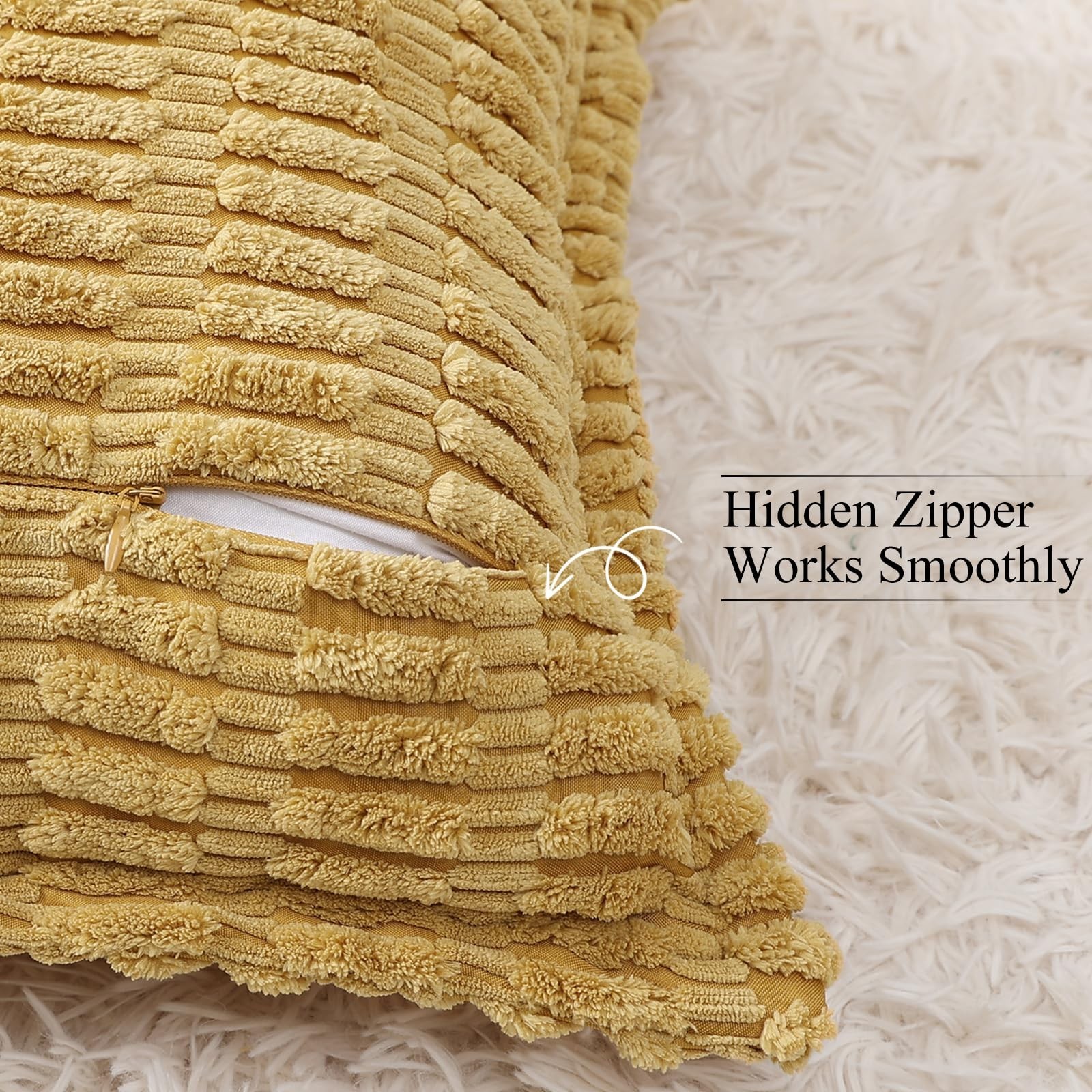 decorUhome Decorative Mustard Yellow Fall Throw Pillow Covers 24x24 Set of 2 ...