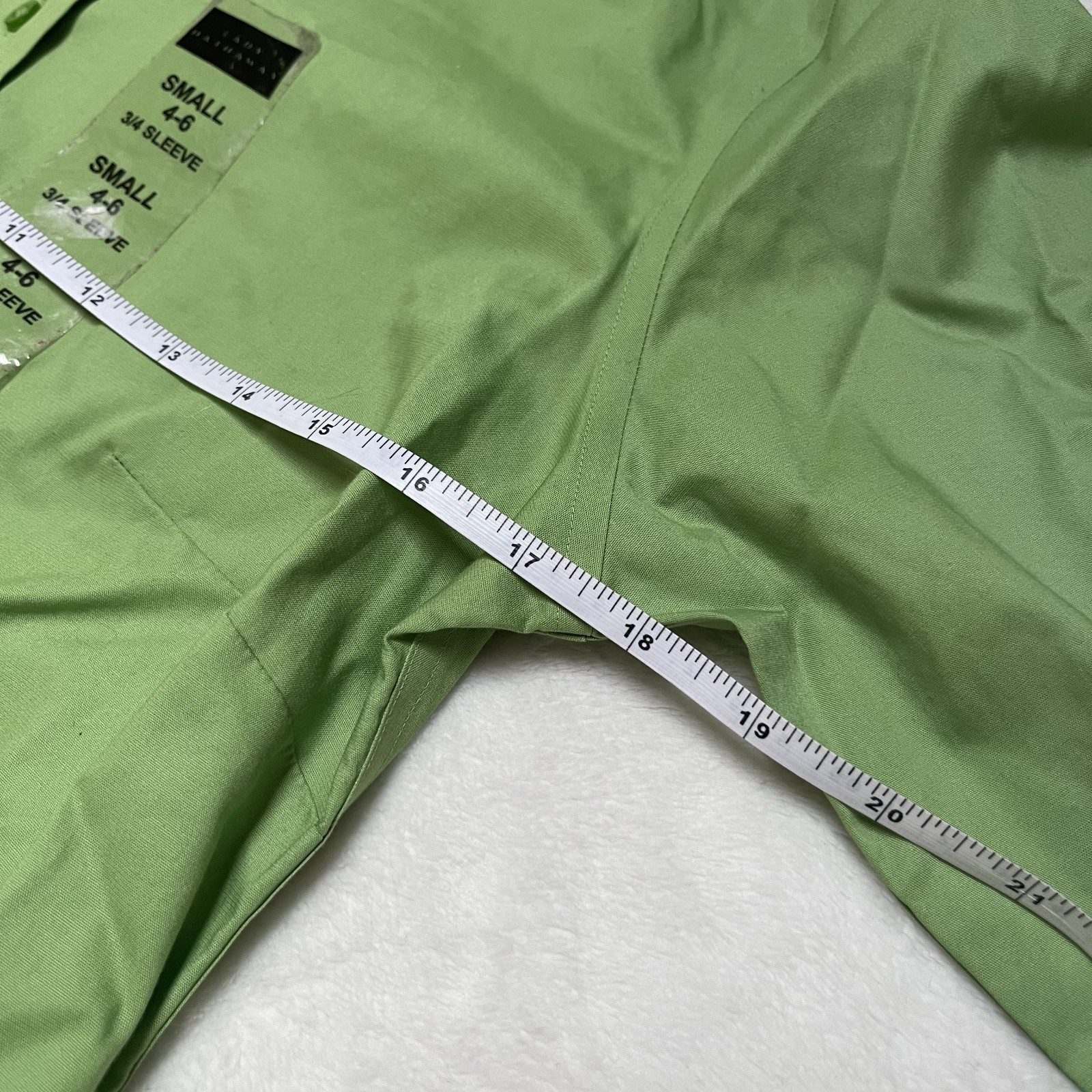 Lady Hathaway Womens Large Solid Collar Button Up 3/4 Sleeve Cotton Size S