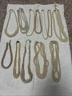 VINTAGE Lot 12 FAUX PEARL BEAD COSTUME JEWELRY NECKLACE LOT Most Labeled Japan