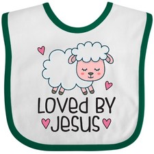 Inktastic Loved By Jesus Cute Baby Lamb Baby Bib Religious New Easter Outfit