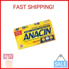 Anacin Fast Pain Relief, Aspirin + Caffeine Pain Reliever, 100 coated tablets