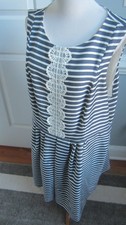 Signature Robbie Bee Classic Navy & White Striped sundress with Lace Insert  18