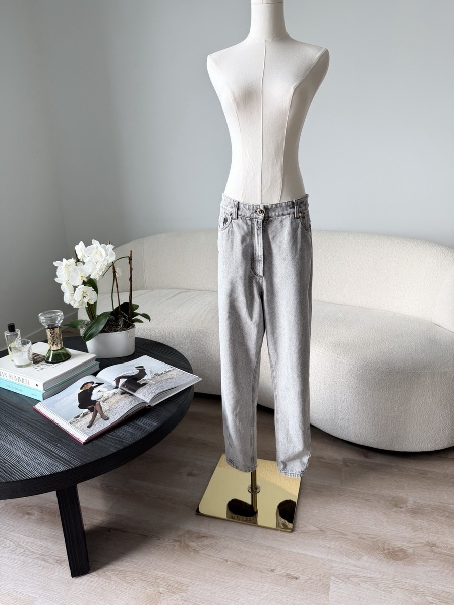 Brunello Cucinelli Light Grey Tapered Jeans IT 44 High Rise