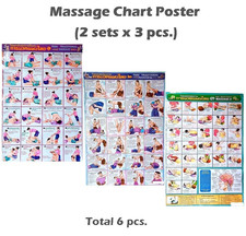 2 Sets Thai Traditional Massage Chart Poster Therapy Teaching Guide Spa 6 Pcs