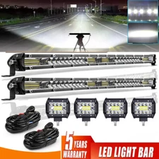 2x 20"inch LED Light Bar Spot Flood Combo+4x4"Pods Offroad For Jeep Truck SUV