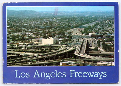 Postcard Los Angeles California Busy Freeways Aerial View Posted 1989 ...