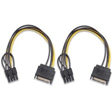 15-Pin SATA Male to 8 Pin 6 2 Pin PCI-Express Female Video Card Power Adapter...