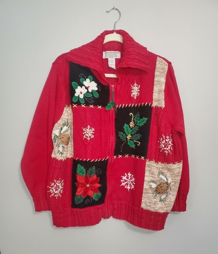 Holiday Christmas Zip Up Sweater Size 