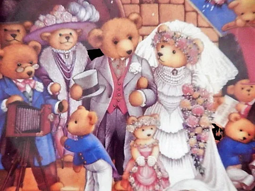 Teddybär Hochzeit Porzellan Wandteller Carol Lawson Vintage 1993 Franklin neuwertig Geschenk - Bild 2 von 7
