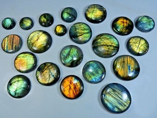 2000Cts. Natural Labradorite Round Cabochon Loose Gemstone 45 pcs wholesale Lot - Picture 2 of 4