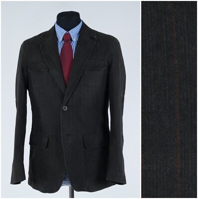 Mens Striped Brown Sport Coat 40R US Size CASA MODA Cotton Blazer Jacket