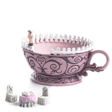 Miniature Wonderland Resin 4-3/4" Dia Tea Cup Fairy Garden Set