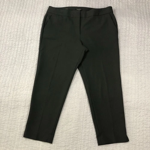 Talbots Pants Women 16 Black Stretch Flat Straight Dress Trousers Career Office