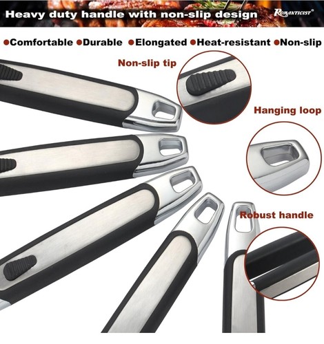 ROMANTICIST 20pc BBQ Accessories Set with Thermometer - The Very Best Grill Gift - Picture 6 of 7