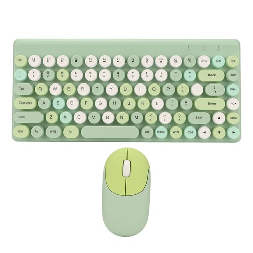 (Green) 2.4GHz Wireless Keyboard Mouse Combo Retro Circular Key Design - Afbeelding 4 van 24