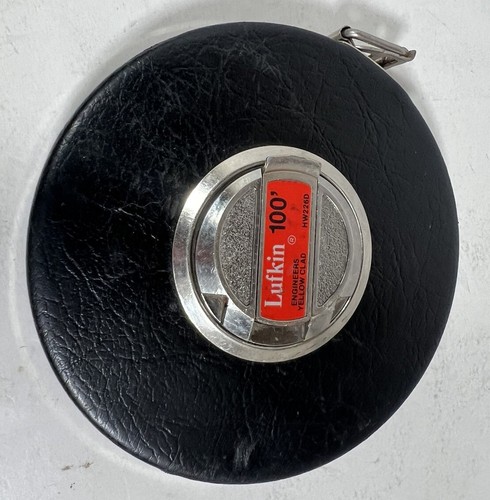 Vintage LUFKIN Engineers WHITE Clad 100 Ft Mod HW226D Industrial Tape Measure - Picture 3 of 5