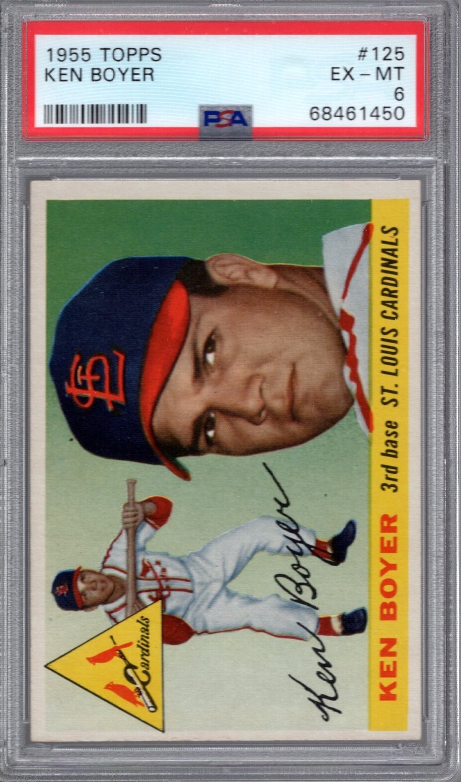 1955 Topps #125 KEN BOYER (RC) PSA 6 EX/MT  St. Louis CARDINALS