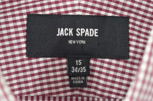 Jack Spade New York Shirt 15 34/35 Red Plaid Cotton Button Up Long Sleeve - Picture 3 of 10