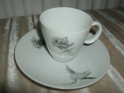 CONTINENTAL CHINA JET ROSE TEA CUP AND SAUCER BY RAYMOND LOWRY, C.196I-1964