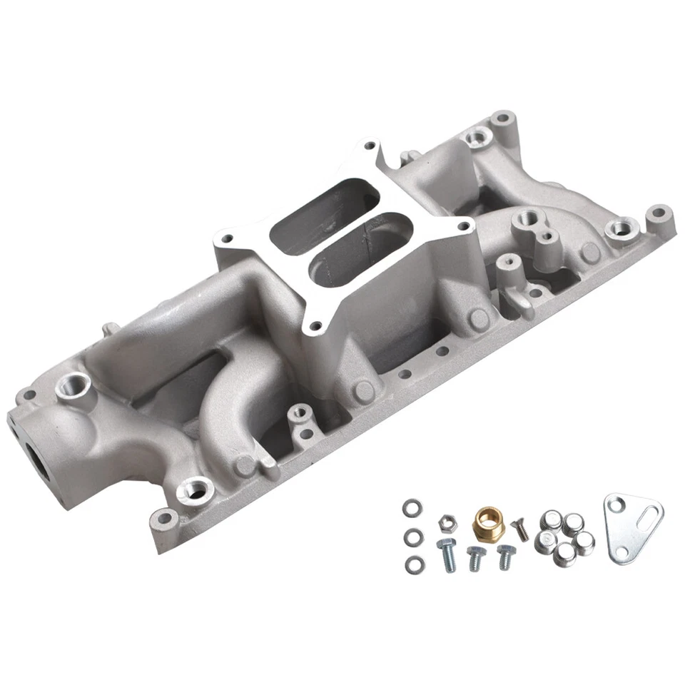 Colector de admisión de aluminio de doble plano para Ford Small Block 260 289 302 Windsor Foto 3 de 4