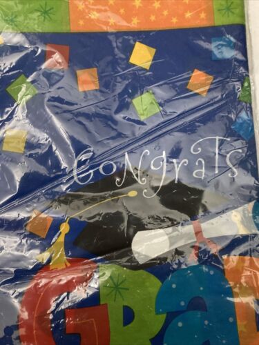 Congrats Grad Plastic Graduation Party Table Cover 54" x 108" NEW Decor - Picture 3 of 4