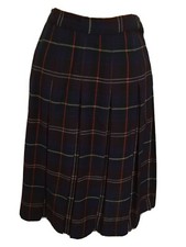 Vintage 60  s Plaid Wool Pleated Skirt S/M