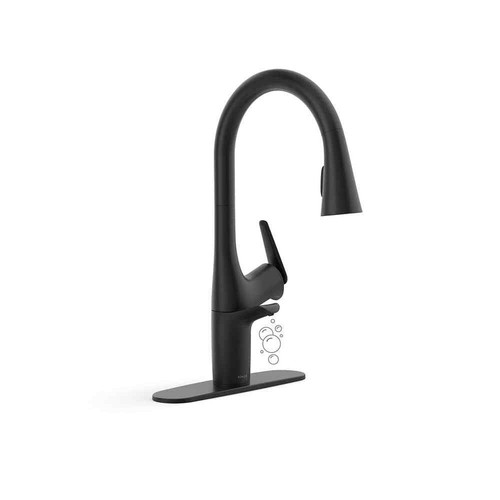 KOHLER Safia Pull Down Sprayer Kitchen Faucet w/ Soap Dispenser in Matte Black - Bild 1 von 14