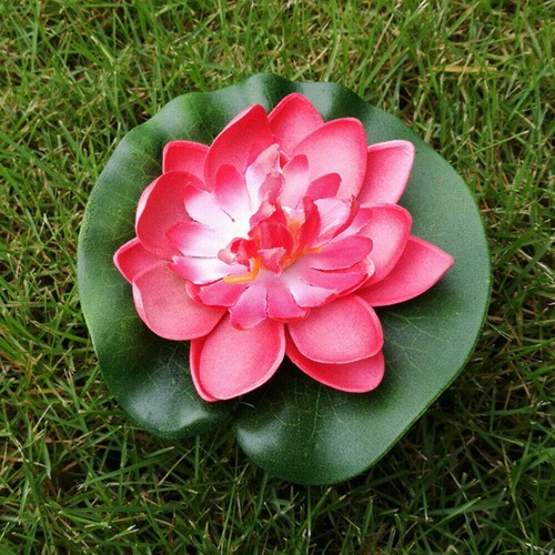 Artificial Floating Water Lily Fake Lotus Flower Pond Pool Aquarium Decor 5pcs - Picture 6 of 9