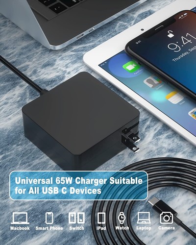 BRAND NEW 65W Laptop Charger Type C USB-C AC Adapter for Lenovo Asus MacBook pro - Picture 2 of 3