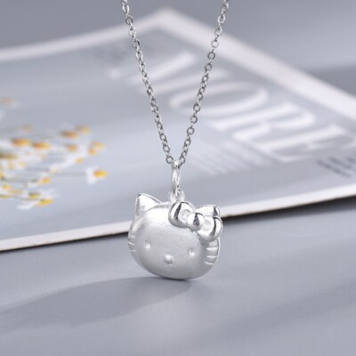 925 Sterling Silver Luxury Hello Kitty Pendant Necklace | eBay