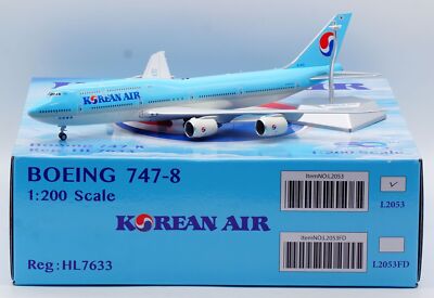 STOCK SQ Wings 1:200 Korean Air Boeing B747-8 Diecast Aircraft JET Model HL7633