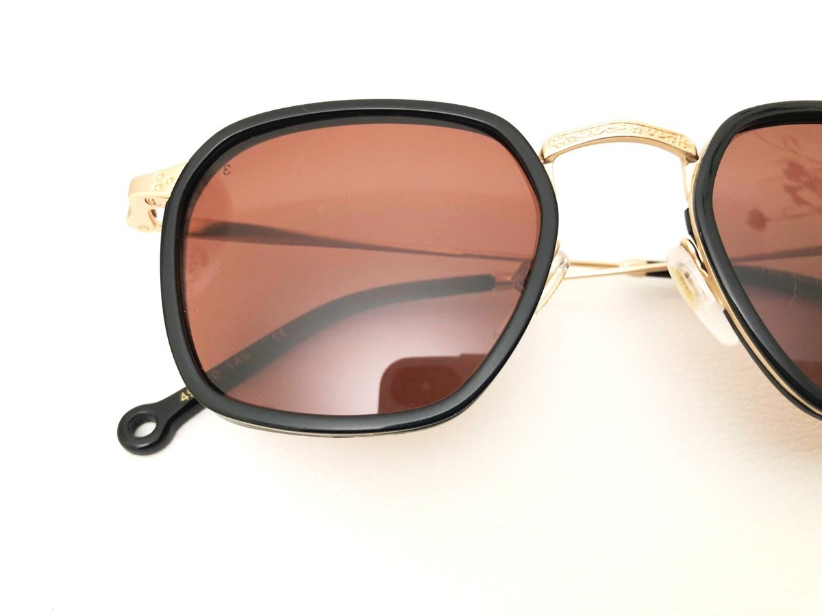 Lunettes De Soleil Rondes Noires Hally & Son - Verres Bleus UV400 Fabriqué En Italie