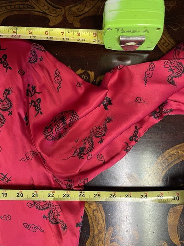 VTG Dorman Womens Red Black Asian Dragon Silk Blouse Old Money Slouchy 80s L - Picture 9 of 14