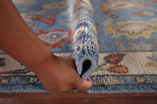 Floral Light Blue Handmade Oushak Oriental Runner Rug 2' 5" x 13' 9" Hallway Rug - 第 15/17 張圖片