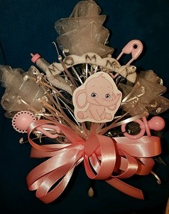 Baby shower MOMMY elephant corsage boy or girl aqua pink or blue jumgle theme  