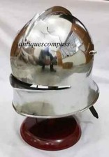 Collectible Medieval Greek Helmet Silver Armor With Stand for Officer's