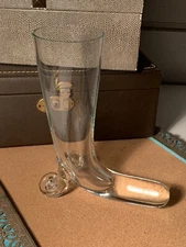 Vintage Toscany Hand Blown Glass Cornucopia Tall Vase Made In Romania