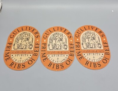 Gulliver's Beer Coasters Bar Collectible Prime Rib Of Beef Spirits & Libations 