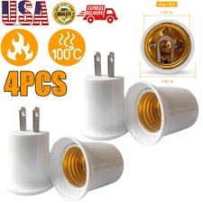 4Pcs Light Socket to Plug Adapter Plug-in Light Bulb Outlet Adapter E26 E27