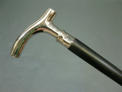Chrome Brass Marine Head Handle Vintage Style Black Wooden Walking Stick Cane - Picture 4 of 4