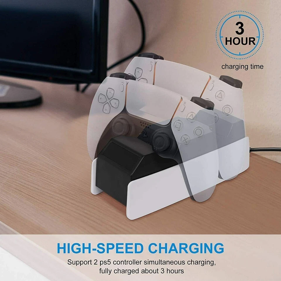 PS5 Controller Charger, Dual Fast Charging Station for PlayStation5 DualSense US - Image 4 of 4