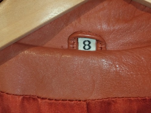 Vtg 70's Leather Long Coat Women's Size 8 Retro Brown Button Down Jacket Trench - Picture 20 of 23