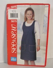 Butterick See & Sew 5675 Very Easy A-Line Jumper Misses L-XL 16-22 Pattern Uncut