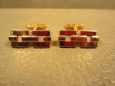 Vintage Chain Link Yellow Gold Plated Cuff Links 